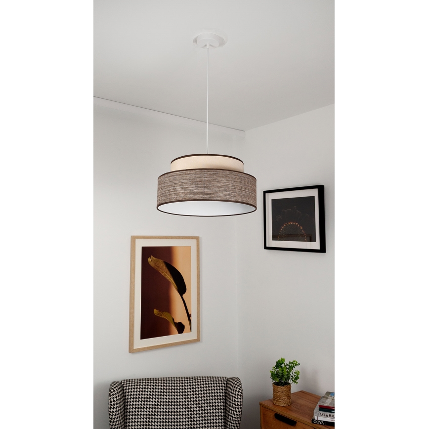 Пендел GRACE 1xE27/60W/230V кремав/кафяв