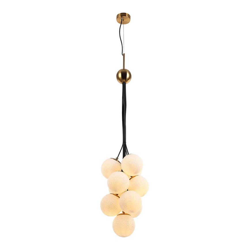 Пендел GRAPES 10xE27/7W/230V бронзов/бял