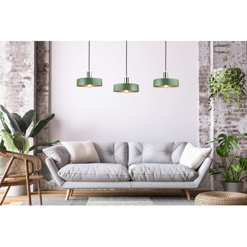 Пендел HAKI 3xE27/60W/230V зелен/черен/лъскав хром
