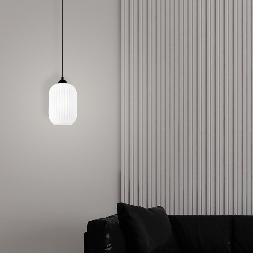Пендел HARMA 1xE27/15W/230V Ø 14 см бял/черен