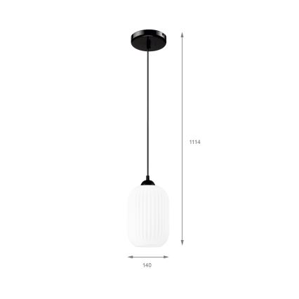 Пендел HARMA 1xE27/15W/230V Ø 14 см бял/черен