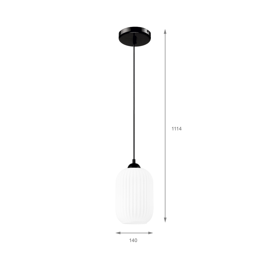 Пендел HARMA 1xE27/15W/230V Ø 14 см бял/черен