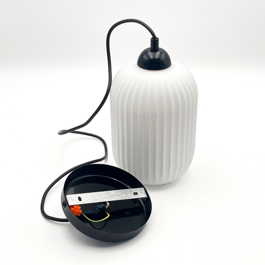 Пендел HARMA 1xE27/15W/230V Ø 14 см бял/черен