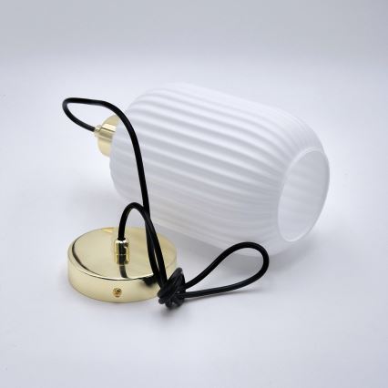 Пендел HARMA 1xE27/15W/230V Ø 14 см бял/златист