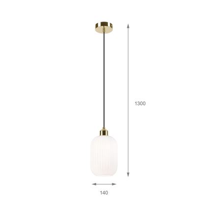 Пендел HARMA 1xE27/15W/230V Ø 14 см бял/златист