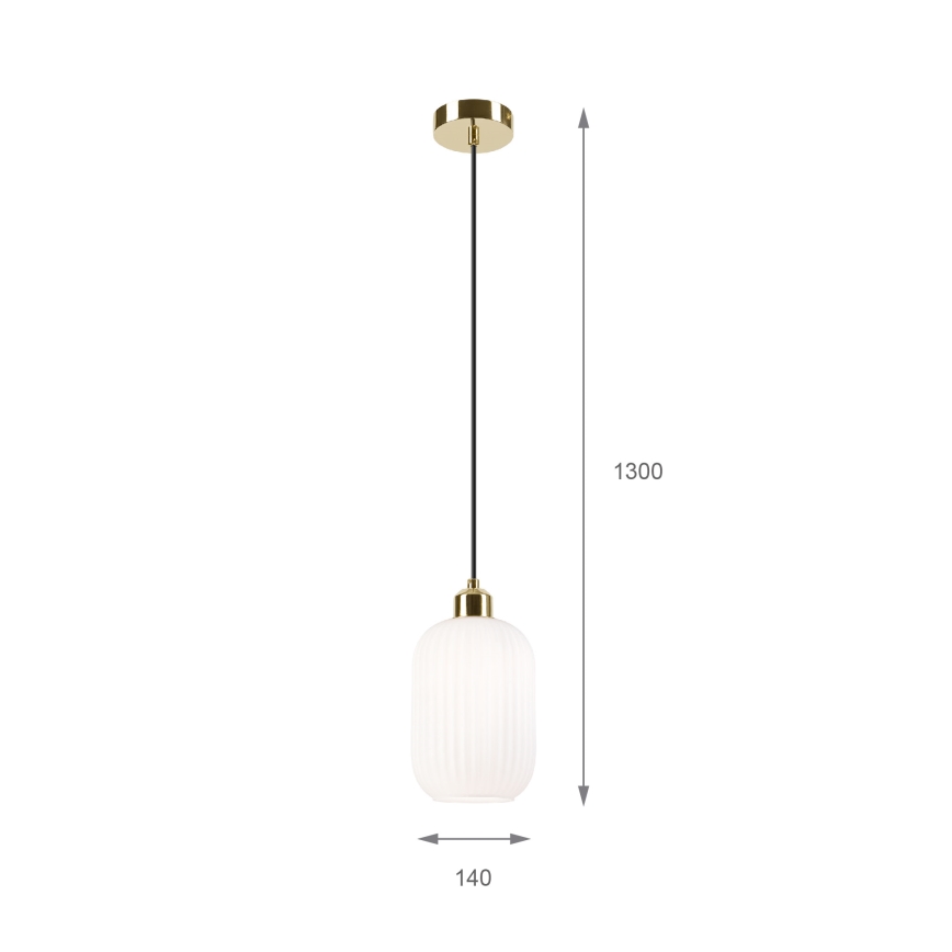 Пендел HARMA 1xE27/15W/230V Ø 14 см бял/златист