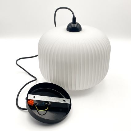 Пендел HARMA 1xE27/15W/230V Ø 20 см бял/черен