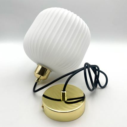 Пендел HARMA 1xE27/15W/230V Ø 20 см бял/златист