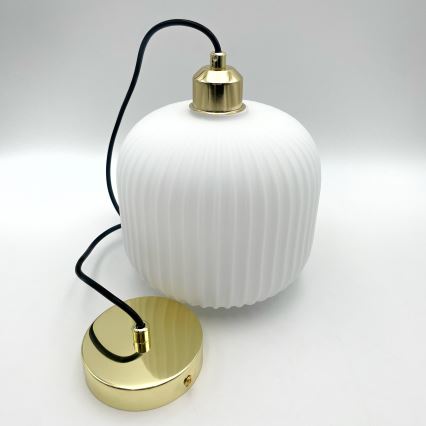 Пендел HARMA 1xE27/15W/230V Ø 20 см бял/златист