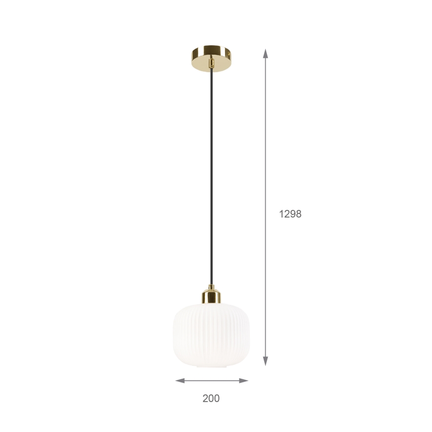 Пендел HARMA 1xE27/15W/230V Ø 20 см бял/златист