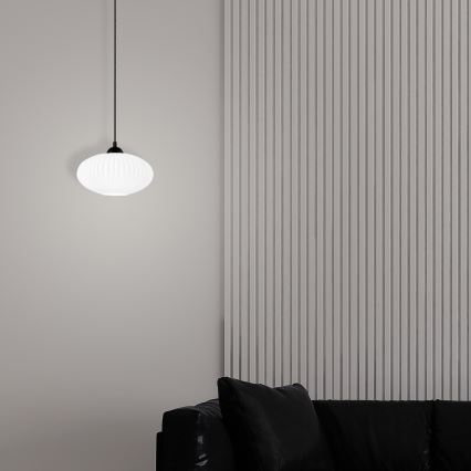 Пендел HARMA 1xE27/15W/230V Ø 25 см бял/черен