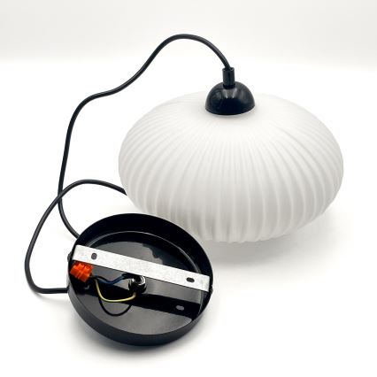 Пендел HARMA 1xE27/15W/230V Ø 25 см бял/черен