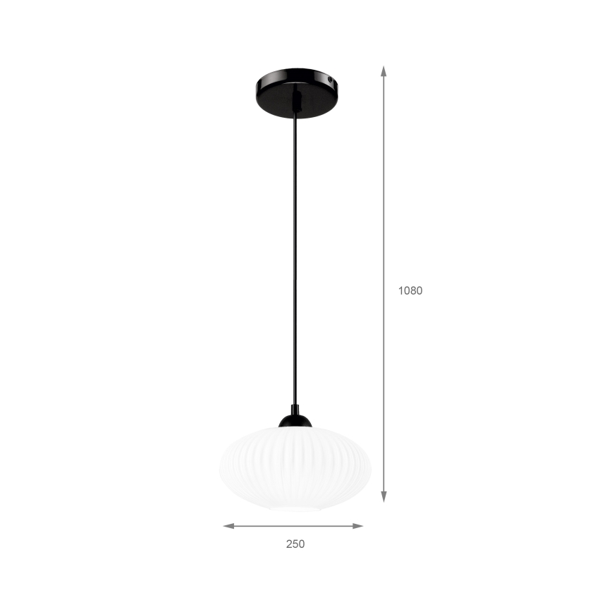 Пендел HARMA 1xE27/15W/230V Ø 25 см бял/черен