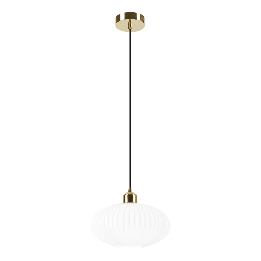 Пендел HARMA 1xE27/15W/230V Ø 25 см бял/златист