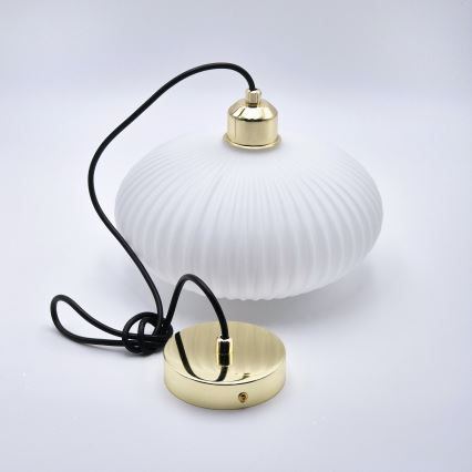 Пендел HARMA 1xE27/15W/230V Ø 25 см бял/златист