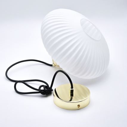 Пендел HARMA 1xE27/15W/230V Ø 25 см бял/златист