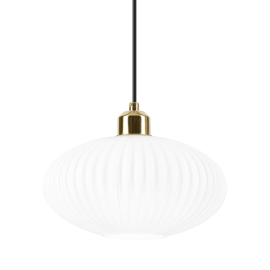Пендел HARMA 1xE27/15W/230V Ø 25 см бял/златист