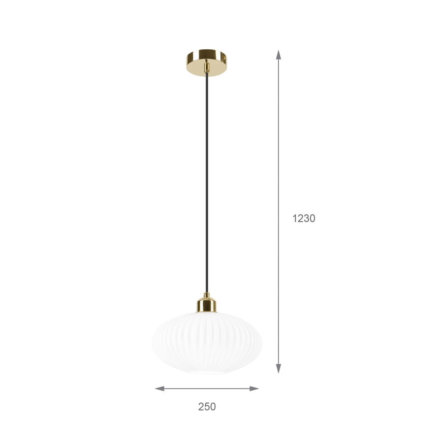 Пендел HARMA 1xE27/15W/230V Ø 25 см бял/златист