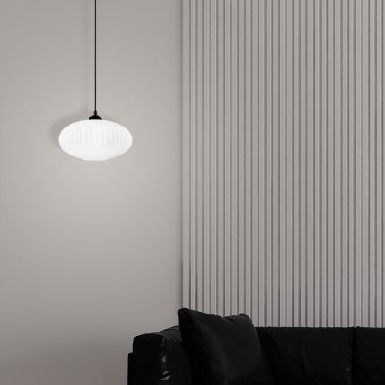 Пендел HARMA 1xE27/15W/230V Ø 30 см бял/черен