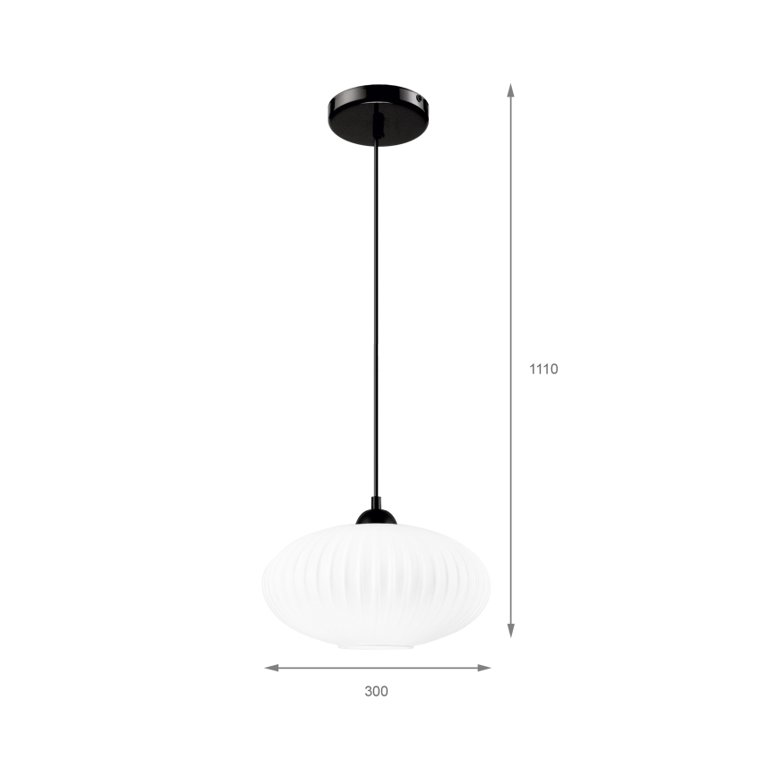 Пендел HARMA 1xE27/15W/230V Ø 30 см бял/черен