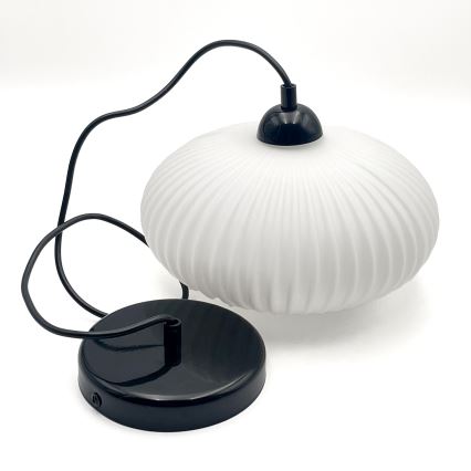 Пендел HARMA 1xE27/15W/230V Ø 30 см бял/черен