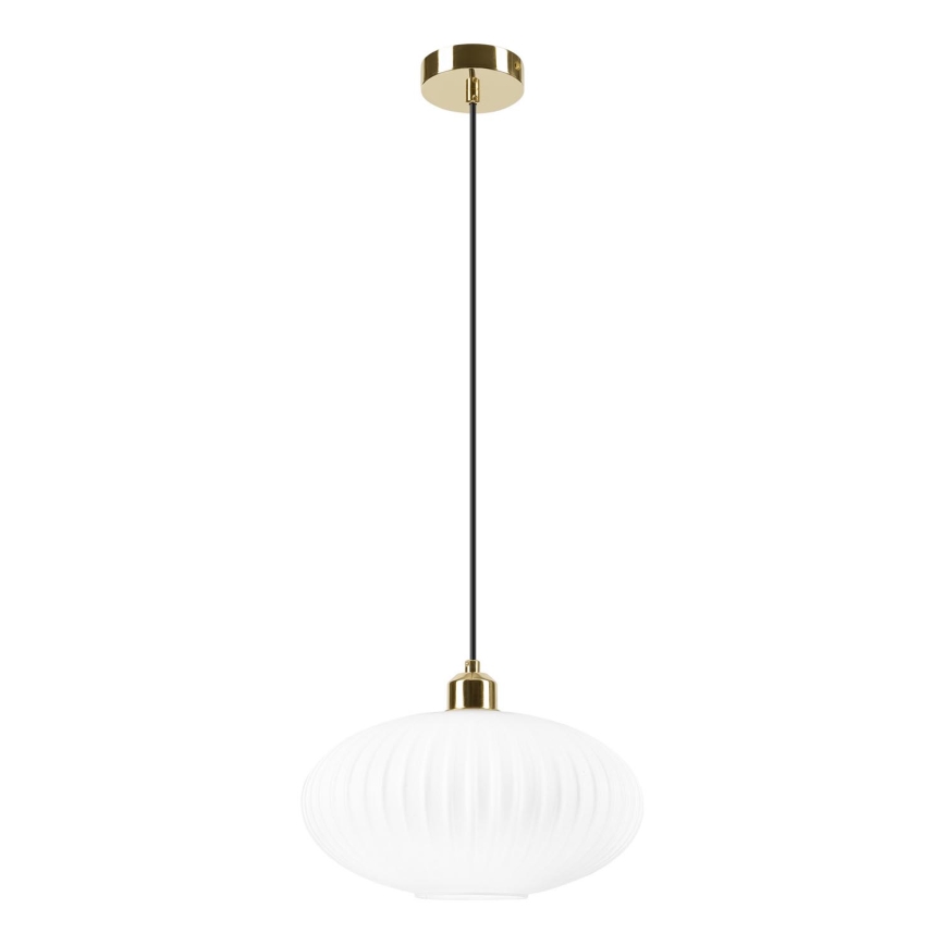 Пендел HARMA 1xE27/15W/230V Ø 30 см бял/златист