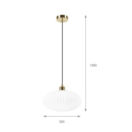 Пендел HARMA 1xE27/15W/230V Ø 30 см бял/златист