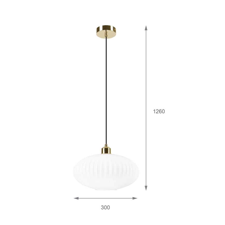 Пендел HARMA 1xE27/15W/230V Ø 30 см бял/златист
