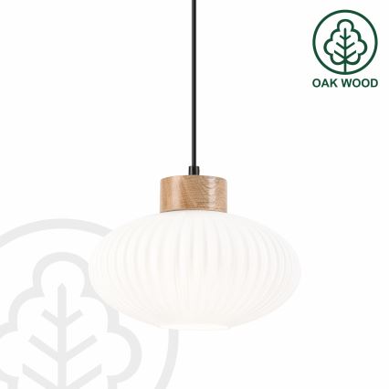 Пендел HARMONY 1xE27/15W/230V Ø 25 см бял/дъб