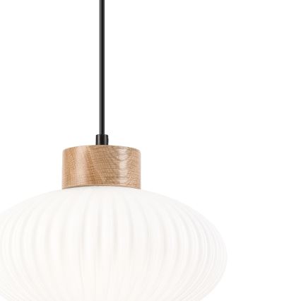 Пендел HARMONY 1xE27/15W/230V Ø 25 см бял/дъб