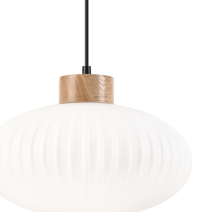 Пендел HARMONY 1xE27/15W/230V Ø 30 см бял/дъб