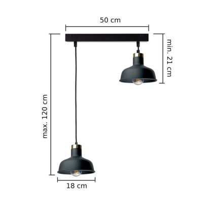 Пендел HEBE 2xE27/60W/230V черен