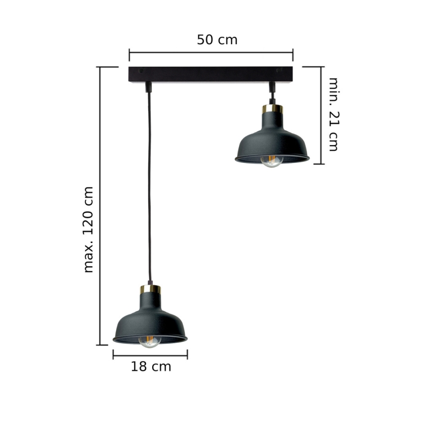 Пендел HEBE 2xE27/60W/230V черен