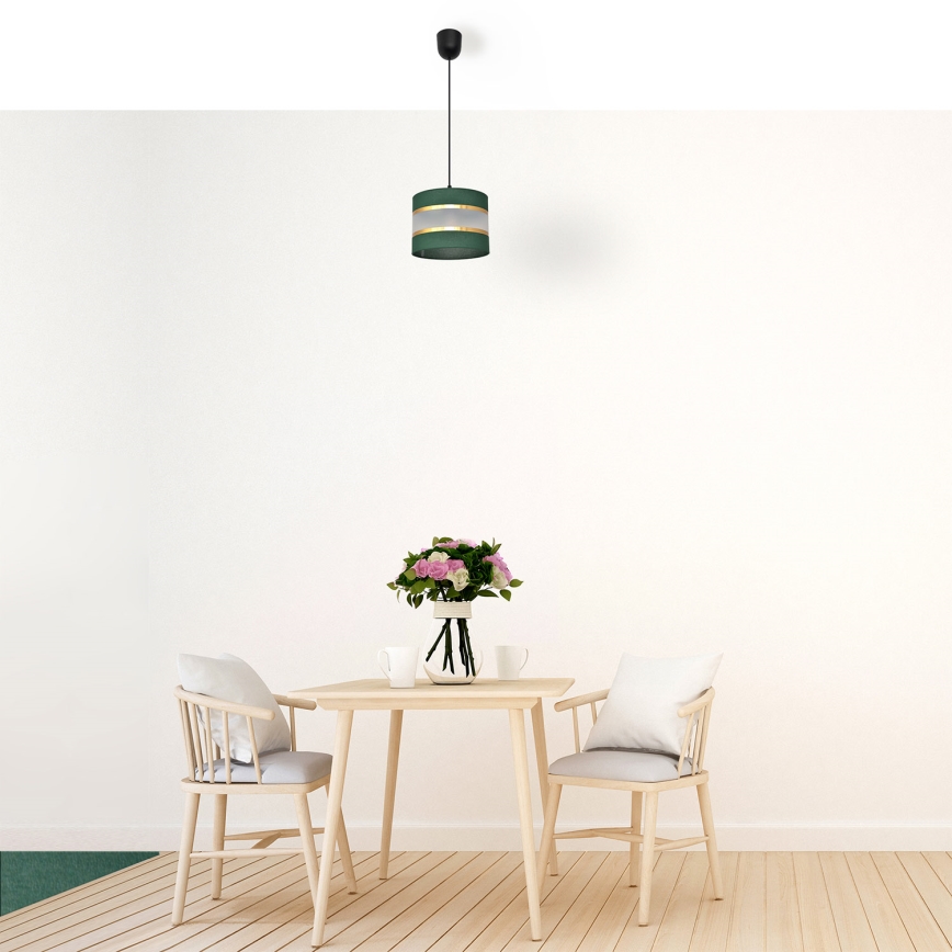Пендел HELEN 1xE27/15W/230V Ø 20 cm зелен/златист