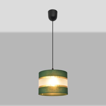 Пендел HELEN 1xE27/15W/230V Ø 20 cm зелен/златист