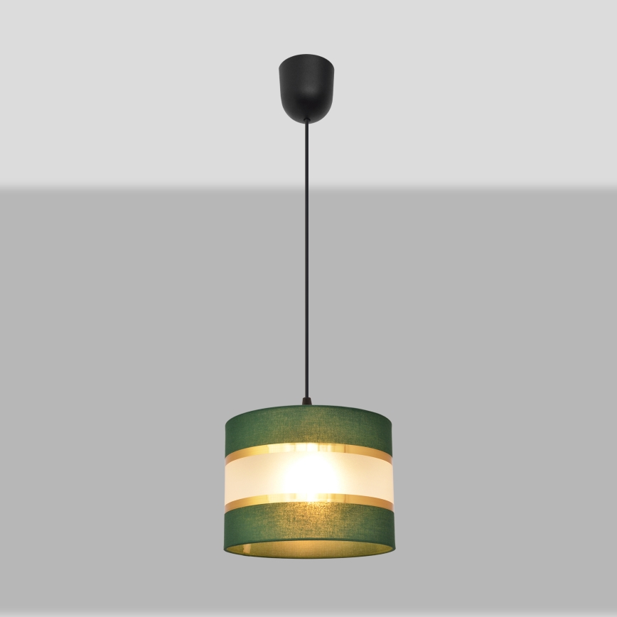 Пендел HELEN 1xE27/15W/230V Ø 20 cm зелен/златист