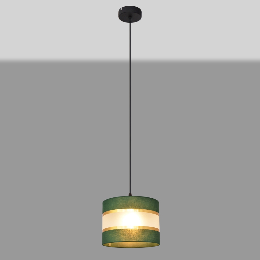 Пендел HELEN 1xE27/15W/230V Ø 20 cm зелен/златист