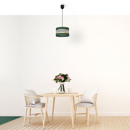 Пендел HELEN 1xE27/15W/230V Ø 25 cm зелен/златист
