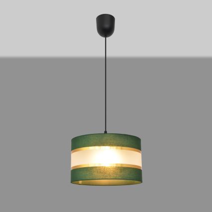 Пендел HELEN 1xE27/15W/230V Ø 25 cm зелен/златист