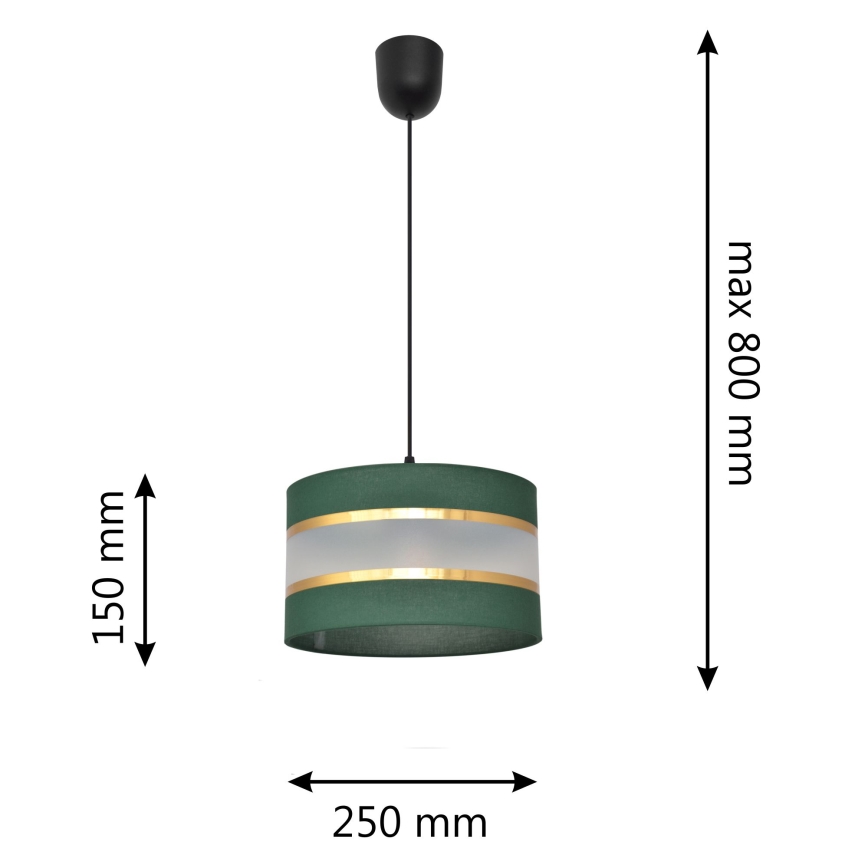 Пендел HELEN 1xE27/15W/230V Ø 25 cm зелен/златист