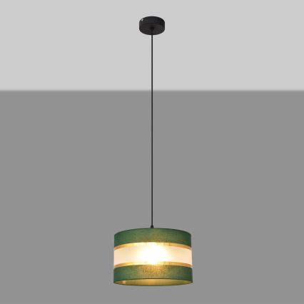 Пендел HELEN 1xE27/15W/230V Ø 25 cm зелен/златист