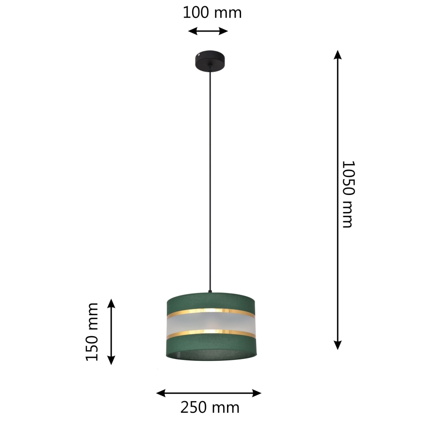 Пендел HELEN 1xE27/15W/230V Ø 25 cm зелен/златист