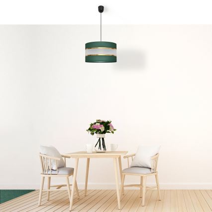 Пендел HELEN 1xE27/15W/230V Ø 35 cm зелен/златист