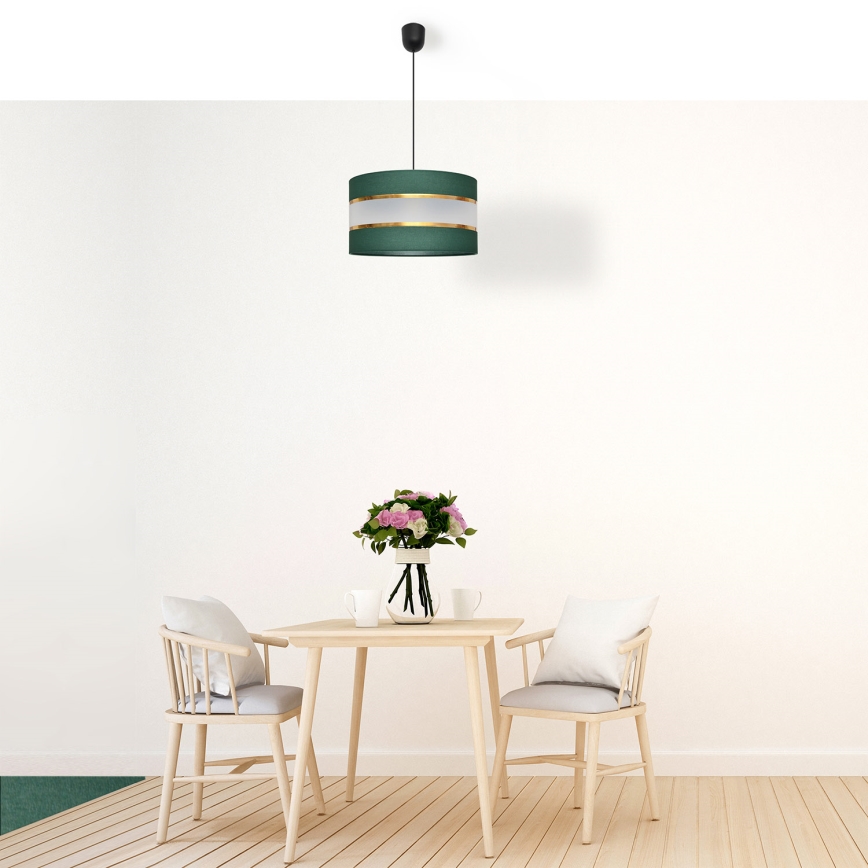 Пендел HELEN 1xE27/15W/230V Ø 35 cm зелен/златист