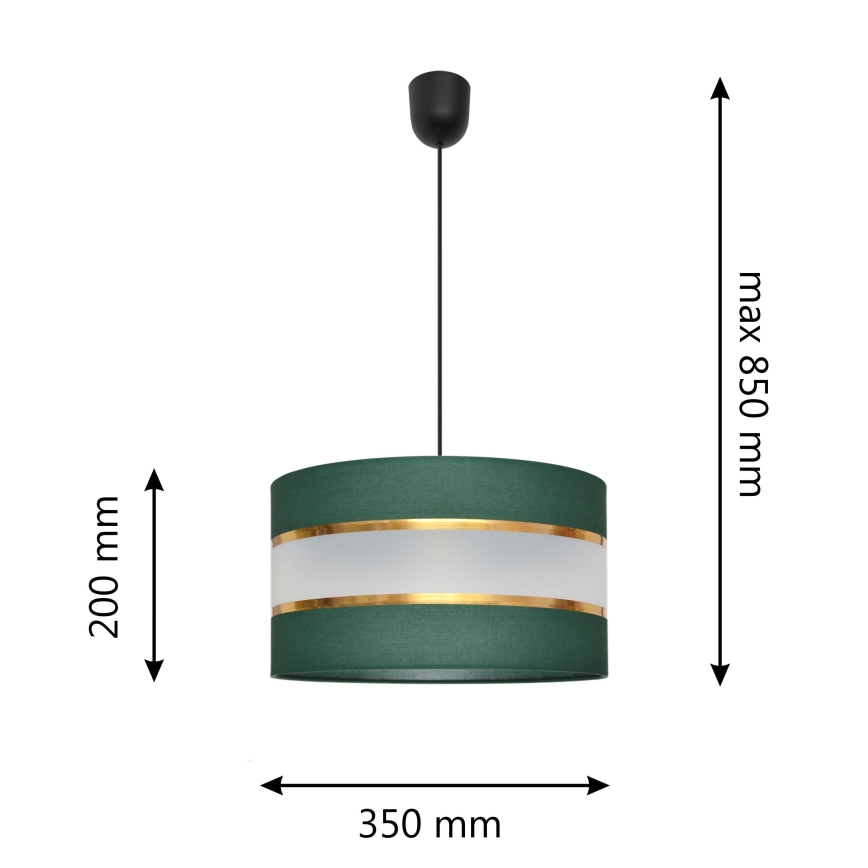 Пендел HELEN 1xE27/15W/230V Ø 35 cm зелен/златист