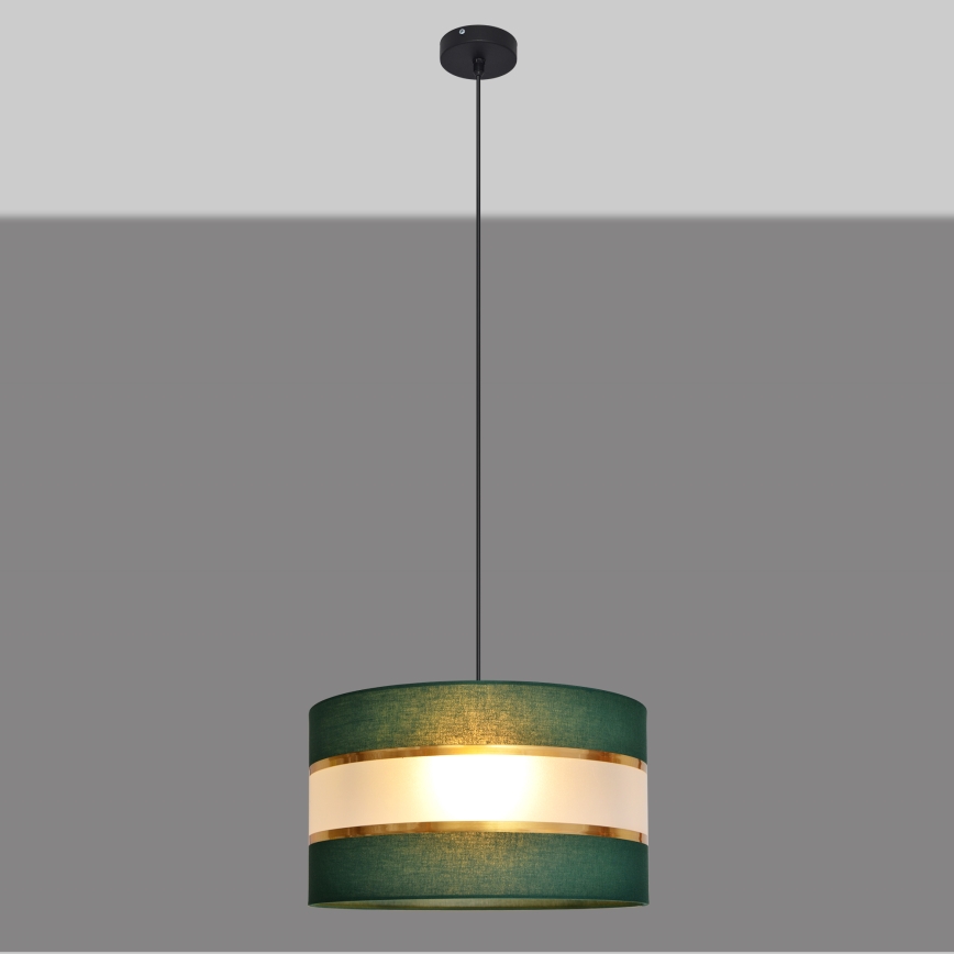 Пендел HELEN 1xE27/15W/230V Ø 35 cm зелен/златист