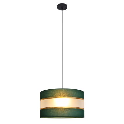 Пендел HELEN 1xE27/15W/230V Ø 35 cm зелен/златист