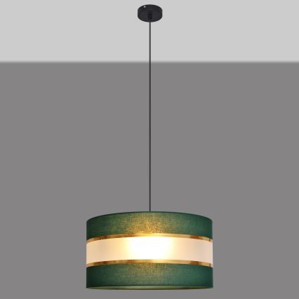 Пендел HELEN 1xE27/15W/230V Ø 40 cm зелен/златист