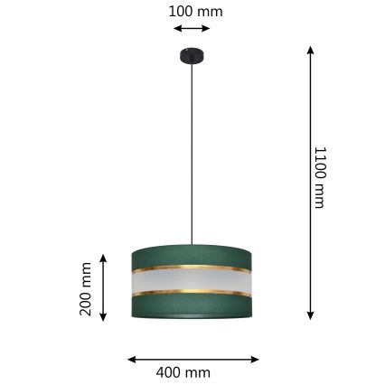 Пендел HELEN 1xE27/15W/230V Ø 40 cm зелен/златист