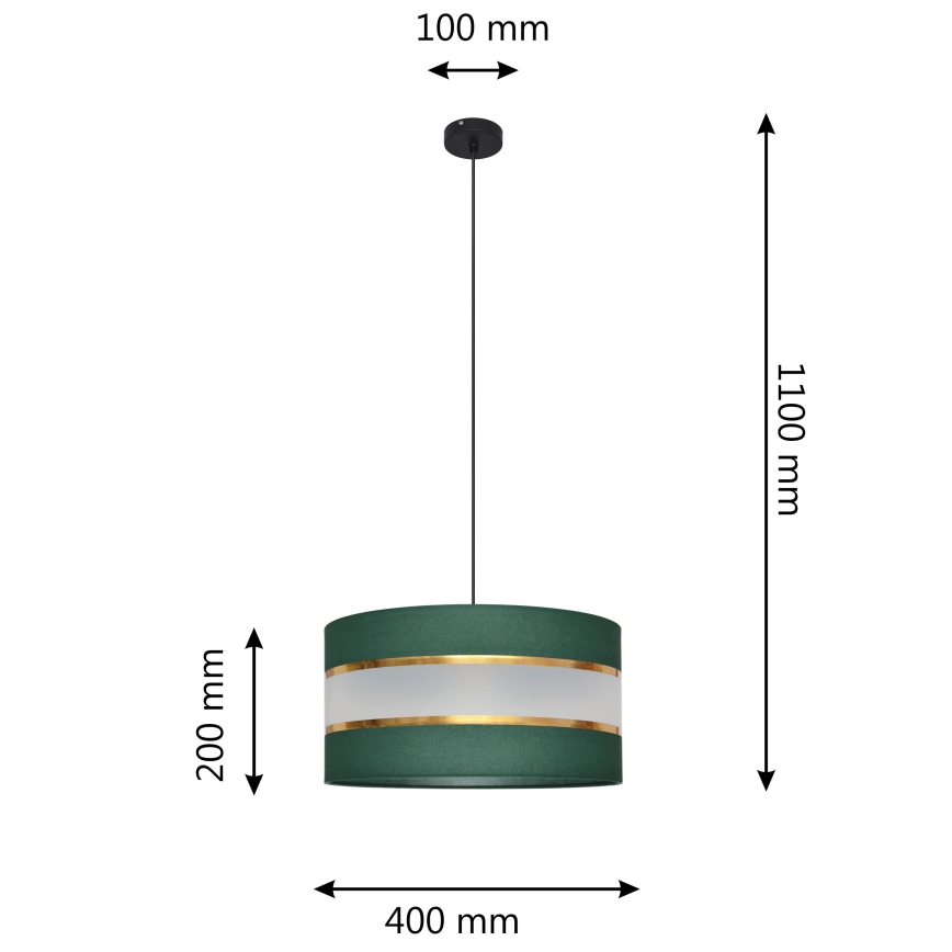 Пендел HELEN 1xE27/15W/230V Ø 40 cm зелен/златист